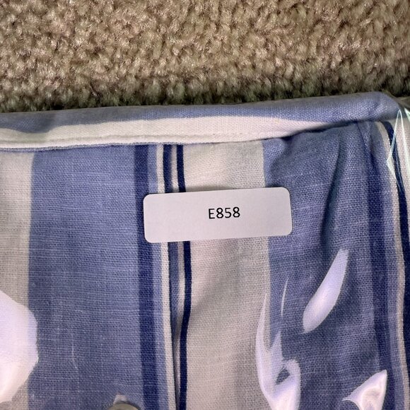 Gap Linen Blend Shirt Womens Size XL Blue Striped Button Short Sleeve NWT E858 - Picture 10 of 10